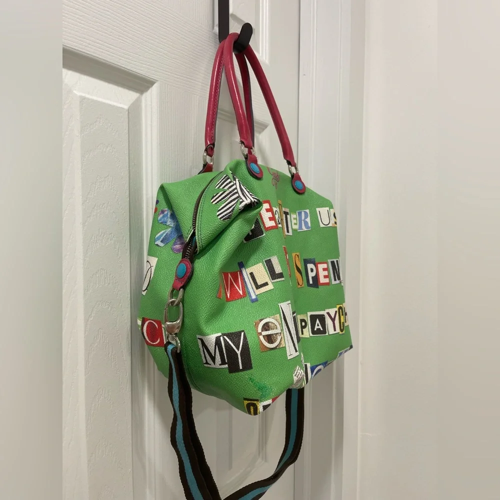 Gabs Green Graphic Letter-Print convertible Tote! really cool bag - Picture 7 of 16